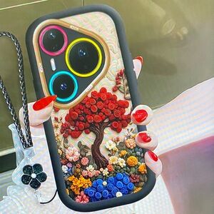 Floral Design Phone Case with Black Border